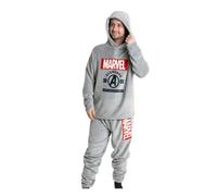 (XXL, Grey) Avengers Mens Hooded Long-Sleeved Long Pyjama Set