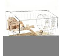XXL Hamster Cage for Gold Hamsters, 2 Levels Acrylic Rodent Cage with 11-Piece Accessory Set, Large Species-Appropriate Hamster House for Dwarf Hamsters and Small Animals, Transparent, Ventilated