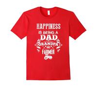 (XXL) HAPPINESS IS BEING A DAD-GRANDPA-AND FARMER T SHIRT-Father's Day