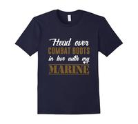 (XXL) Head Over Combat Boots In Love With My Marine T-Shirt-Father's Day