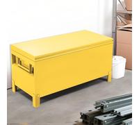 XXL Heavy Duty Steel Jobsite Tool Chest, Large Site Storage Box with 4 Inch Raised Forklift Base, Concealed Handles & Pins, Burgundy Deck Truck Toolbox for Garage, Workshop & Factory Floor