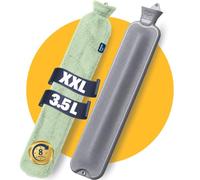 XXL Hot Water Bottle Long & Large 3.5 litres with Cover Green | 8 Hours Warmth | 75 cm Extra Long | Soft Cover | Patented Design