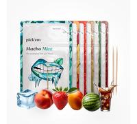 XXL Jumbo Pack pick'em flavoured toothpicks [ALL 6 FLAVOURS] - mint, peach, watermelon, strawberry, cola, mango (6 x 20 toothpicks)- flavoured toothpicks - toothpicks with flavour