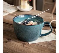 XXL Large 700ml Ceramic Coffee Mug with Handle, Breakfast Bowl for Cereals, Soup, Porridge, Salad, Extra Large Ceramic Cup (24 OZ, 650 ml, Blue)