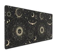 XXL Large Gaming Mouse Pad, Big Cute Funny Gift Mousepad with Stitched Edges, Astrology Moon and Sun Mouse Pads for Wireless Mouse 35.5X16 Inch (Astrology Mouse Pads Black)