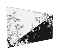 XXL Large Gaming Mouse Pad,Japanese Sakura Death Life Extended Desk Pad Non-Slip Rubber Base 35.4x15.7in with Stitched Edges Waterproof Full Desk Pads Computer Gaming Mousepads for Work/Game/Office
