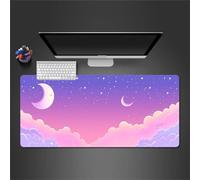 XXL Large Mouse Mat 35.4x15.7x0.12 inch Gaming Mouse Pad,Cartoon Moon Cloud Extended Mouse Pad,Desk Protector Mat with Anti-Slip Base,Mousepad Improved Precision and Speed for Home Office Gaming Room