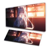 XXL Large Mouse Pads, Carved Clear Girl Animation Keyboard Pad, XXL Anime Mouse Pad, Rubber Anti-Skid Base Smooth Surface - Suitable for Home Office Mouse Pad Cat Ear Carved Clear Girl (80 × 40 cm)
