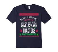 (XXL) Merry Christmas peace love joy & tractor awesomeness t-shirt-Father's Day