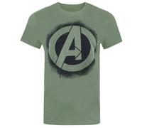 (XXL, Military Green) Avengers Mens Stencil Logo T-Shirt