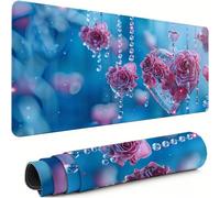 XXL Mouse Mat 1000x500x3mm Rose Desk Mat Large, Waterproof Soft Cloth, Non-Slip Rubber Base, Gaming Mouse Pad Heart-Shaped with Precision Locked Edges Computer Keyboard Pad for Home Office xg-202