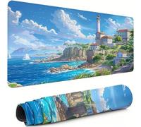 XXL Mouse Mat 1000x500x3mm Small Town Desk Mat Large, Waterproof Soft Cloth, Non-Slip Rubber Base, Gaming Mouse Pad Lighthouse with Precision Locked Edges Computer Keyboard Pad for Home Office xg-420