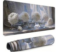XXL Mouse Mat 1400x600x3mm White Desk Mat Large, Waterproof Soft Cloth, Non-Slip Rubber Base, Gaming Mouse Pad Flower with Precision Locked Edges Computer Keyboard Pad for Home Office Gifts xg-912