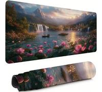 XXL Mouse Mat 600x300x3mm Lotus Desk Mat Large, Waterproof Soft Cloth, Non-Slip Rubber Base, Gaming Mouse Pad Fall with Precision Locked Edges Computer Keyboard Pad for Home Office Gifts xg-714
