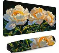 XXL Mouse Mat 700x400x3mm Flower Desk Mat Large, Waterproof Soft Cloth, Non-Slip Rubber Base, Gaming Mouse Pad Peony with Precision Locked Edges Computer Keyboard Pad for Home Office Gifts xg-694