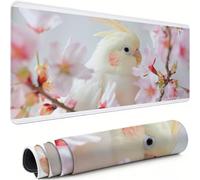 XXL Mouse Mat 800x300x3mm White Desk Mat Large, Waterproof Soft Cloth, Non-Slip Rubber Base, Gaming Mouse Pad Parrot with Precision Locked Edges Computer Keyboard Pad for Home Office Gifts xg-450
