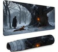 XXL Mouse Mat 800x400x3mm Black Desk Mat Large, Waterproof Soft Cloth, Non-Slip Rubber Base, Gaming Mouse Pad Ancient Trees with Precision Locked Edges Computer Keyboard Pad for Home Office xg-552