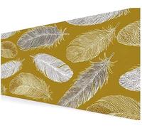 XXL Mouse Mat Desk Mats Non-Slip Base, Durable Waterproof Desk Mat for Office, PC Gaming Accessories Laptop - Precision Tracking Smooth Glide, Large Games, Offices (700x300x3 mm Feather Yellow) V-178
