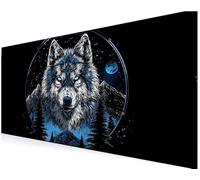 XXL Mouse Mat Desk Mats Non-Slip Base, Durable & Waterproof Desk Mat for Office, PC Gaming Accessories Laptop - Precision Tracking & Smooth Glide, Large Games, Offices (900x500x3 mm Wolf animals) V-49