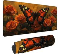 XXL Mouse Mat Gaming Mouse pad Mousepad 600 x 300 x 3mm Ultra Thin Improves Speed and Accuracy, Non Slip Rubber Base, Soft Textured Surface, Wear Resistant for PC, Mac Yellow Butterfly Pattern xn-355