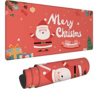 XXL Mouse Mat Gaming Mouse pad Mousepad 800 x 400 x 3mm Ultra Thin Improves Speed and Accuracy, Non Slip Rubber Base, Soft Textured Surface, Wear Resistant for PC, Mac Red Santa Claus Pattern xn-338