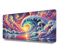 XXL Mouse Mat - Mouse Pad 1000x500x3mm - Desk Pad XXXL Extended - For Mouse and Keyboard - Mice Mat Pad For Precision and Speed - Non-Slip Rubber Base - Sunset over giant wave