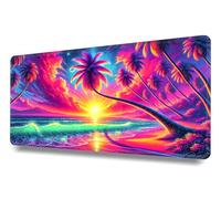 XXL Mouse Mat - Mouse Pad 1200x600x3mm - - Desk Pad XXXL Extended - Mice Mat Pad For Precision and Speed - For Mouse and Keyboard - Non-Slip Rubber Base - Neon tropical sunset