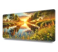 XXL Mouse Mat - Mouse Pad 600x300x3mm - - Desk Pad XXXL Extended - Non-Slip Rubber Base - Mice Mat Pad For Precision and Speed - For Mouse and Keyboard - Morning glow by river