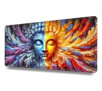 XXL Mouse Mat - Mouse Pad 600x300x3mm - Non-Slip Rubber Base - Desk Pad XXXL Extended - For Mouse and Keyboard - Mice Mat Pad For Precision and Speed - Sun and moon face art