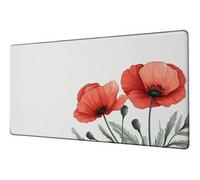 XXL Mouse Mat Red Gaming Mouse Pad 27.6x11.8 inch Large Desk Mat Flower Desk Accessories Mousepad Computer Accessories Office Product Improved Precision Speed Mousemat, for Home Office Gaming D-292