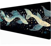 XXL Mouse Pad - Black 800 x 300 x 3mm Large Gaming Mouse Mat - With Anti-Slip Base, Extended Big Keyboard Mousepad - Waterproof Durable for PC, Laptop, Desk Mat, Gaming Gifts Gamer, Fish -91433