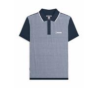 (XXL, Navy) Lambretta Mens Gingham Big & Tall Polo Shirt