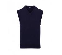 Premier Mens Sleeveless Cotton Acrylic V Neck Sweater (Navy) - Size 2XL