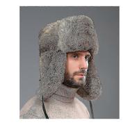 (XXL, One size) Men's Rabbit Fur Hat Winter Fur Hat Thickened Outdoor Warm Ear Protection