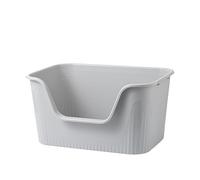 XXL Open Cat Litter Box, 25.27" L × 17.83" W × 13.11" H, High-Sided, Lidless, Grey - Ideal for Large Cats & Kittens