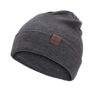 XXL Oversized 100% Merino Wool Beanie Hat for Men & Women, Extra Large Warm Winter Cap for Big Heads, Stretchy Knitted Cap, C1-dark Gray, One size