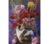 XXL Pieces - Cats and Flowers four Chinoiserie