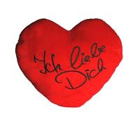 XXL Plush Cushion Heart Shaped with German Text “Ich Liebe Dich” (I Love You) 60 cm Red