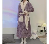 (XXL) Purple Fairy Coral Fleece Robe - Cozy Long Pajamas & Bathrobe for Autumn/Winter, Cute & Thick for Home Comfort