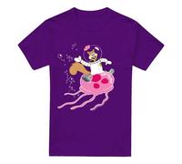(XXL, Purple) SpongeBob SquarePants Mens Sandy Rides The Jellyfish T-Shirt