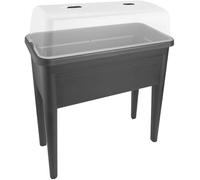 XXL Raised Grow Table for Outdoor Gardening - 100% Recycled Plastic - Large Elevated Planter for Vegetables, Herbs & Flowers - Weatherproof & Ready to Use Raised Bed (Living Black, With Lid)