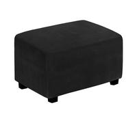 XXL Rectangular Ottoman Covers Elastic Bottom Footstool Slipcovers for Ottomans & Poufs - Stylish Black Protector for Home Decor & Furniture