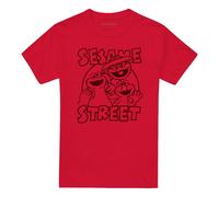 (XXL, Red) Sesame Street Unisex Adult Group Crunch T-Shirt