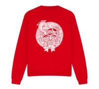 (XXL, Red) Sesame Street Unisex Adult Wreath Vintage Christmas Sweatshirt