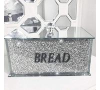 XXL Silver Crushed Diamond Crystal Mirrored Bread Bin Container Kitchen Ornament Bling Gift | Crystallized Kitchen Sparkly Glitter Present, Home Decor