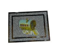XXL Silver Crystal Glass Crushed Diamond Gypsy Caravan Mirror Chopping Board - Sparkling Crystal Framed Romany Wagon Picture, Worktop Saver Cutting Board Placemat Kitchen Worktop Saver - 30x40cm