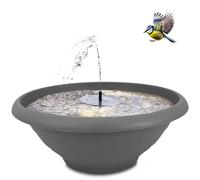 XXL Solar Fountain Set for Outdoor Use, 60 cm, Grey Bowl, Decorative Bowl and Floating Solar Fountain as Outdoor Water Feature