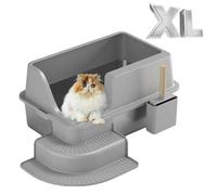 XXL Stainless Steel Cat Litter Tray 60 x 40 x 30 cm Large Leak-Proof Odourless Easy to Clean Cat Litter Tray Metal Stainless Steel Cat Litter Tray Stainless Steel XXL