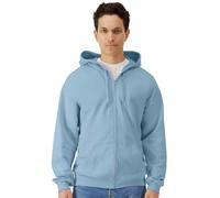 (XXL, Stone Blue) Gildan Mens Midweight Soft Touch Full Zip Hoodie