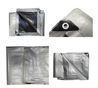XXL Super Heavy Duty Silver 350GSM Tarpaulin + 6 FREE BUNGEES - Waterproof Market Furniture Caravan Cover UV Tarp Ground Camping Sheet Multipurpose Furniture (2M x 4M)